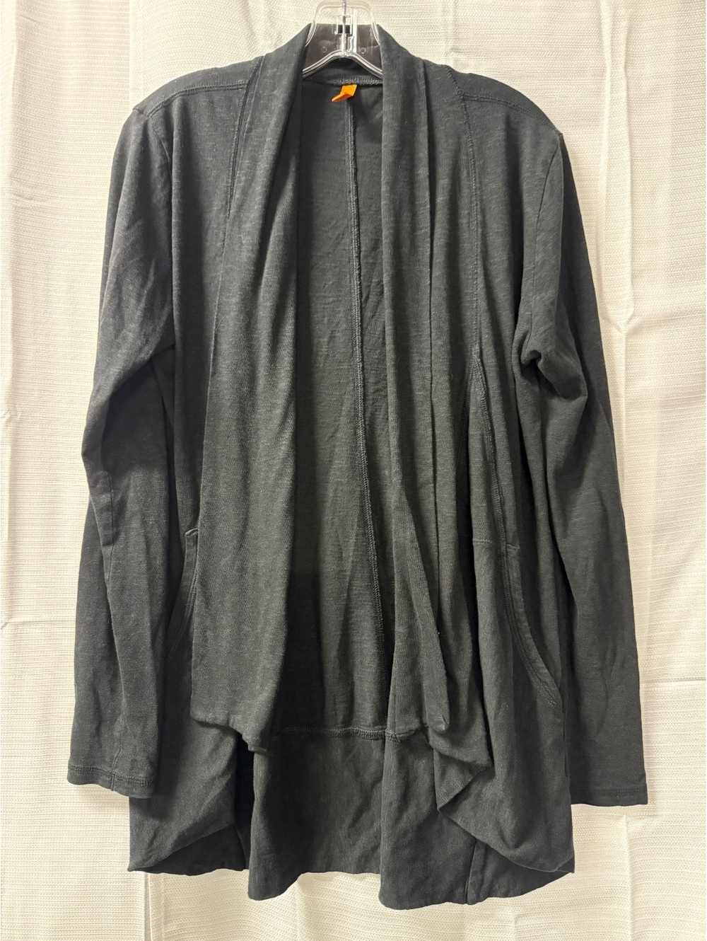Lucy Black Open Front Draped Cardigan Large